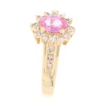 14Carat Yellow Gold 0.60tcw Pink Sapphire & Diamond Cluster Ring (Size N) 8x10mm - Image 3