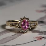 14Carat Yellow Gold 0.60tcw Pink Sapphire & Diamond Cluster Ring (Size N) 8x10mm - Image 6
