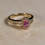14Carat Yellow Gold 0.60tcw Pink Sapphire & Diamond Cluster Ring (Size N) 8x10mm - Image 2
