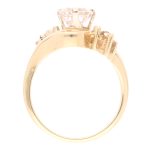 14Carat Yellow Gold 1.40tcw White Sapphire Solitaire w/ Diamond Accents Ring (Size N) 6.5mm Head - Image 4