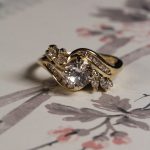 14Carat Yellow Gold 1.40tcw White Sapphire Solitaire w/ Diamond Accents Ring (Size N) 6.5mm Head - Image 6