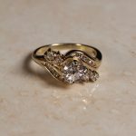 14Carat Yellow Gold 1.40tcw White Sapphire Solitaire w/ Diamond Accents Ring (Size N) 6.5mm Head - Image 2