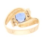 14Carat Yellow Gold 1.45tcw Sapphire Solitaire w/ Diamond Accents Ring (Size L 1/2) 6.5x8mm Head - Image 5