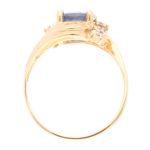 14Carat Yellow Gold 1.45tcw Sapphire Solitaire w/ Diamond Accents Ring (Size L 1/2) 6.5x8mm Head - Image 4