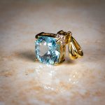 9Carat Yellow Gold Blue Topaz & White Sapphire Pendant (16x18.5mm) - Image 2