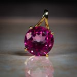 9Carat Yellow Gold Pink Topaz Solitaire Pendant (12mm Diameter) - Image 2