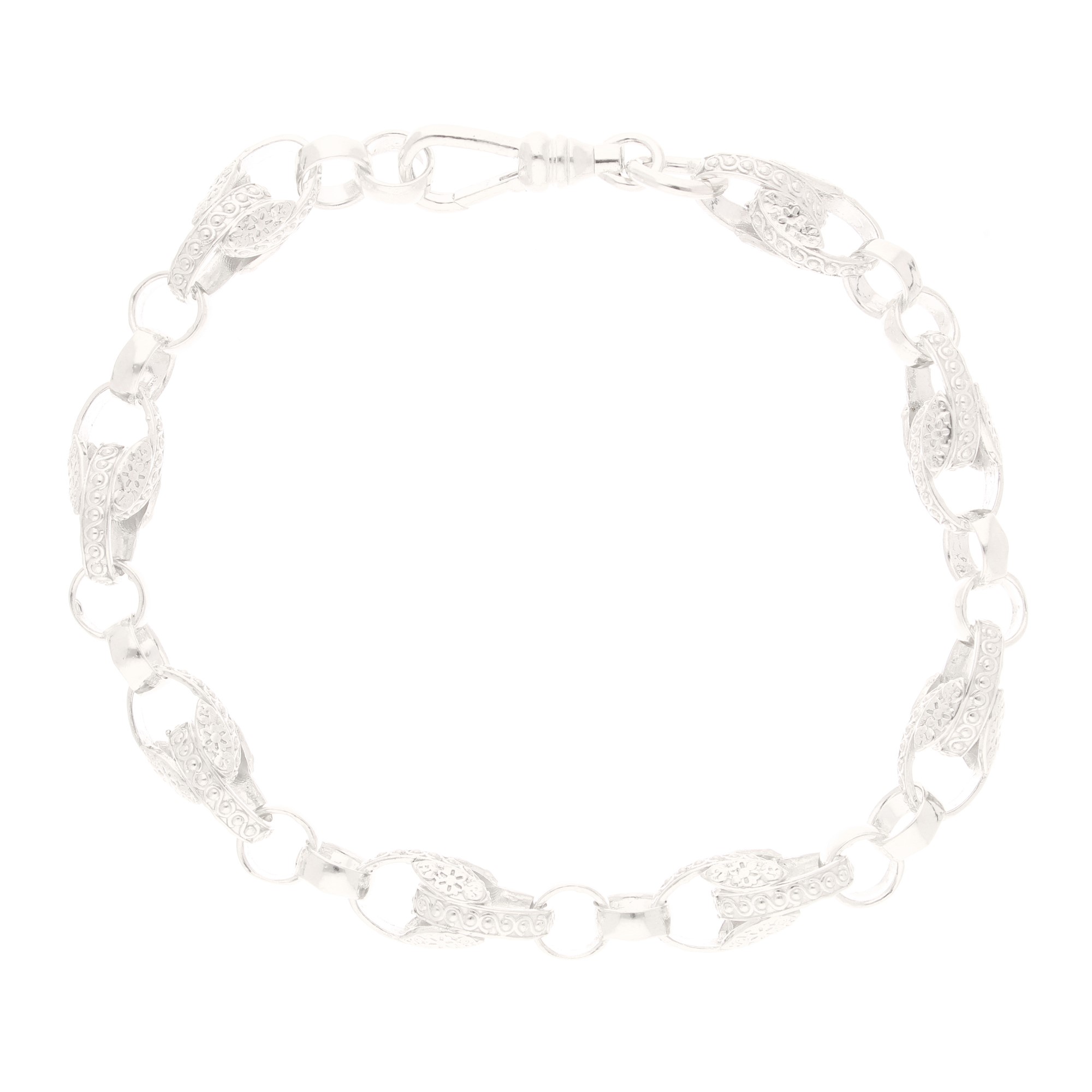 New! Sterling Silver 7.75 Fancy Tulip Bracelet (7.5mm Wide) (1) New! Sterling Silver 7.75" Fancy Tulip Bracelet (7.5mm Wide) - Image 1