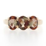9Carat Yellow Gold Andalusite Three-Stone Ring (Size N) 15x7mm