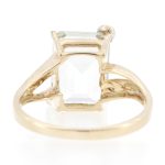 9Carat Yellow Gold Green Amethyst Solitaire w/ Diamond Accents Ring (Size N) 8x11mm Head - Image 5