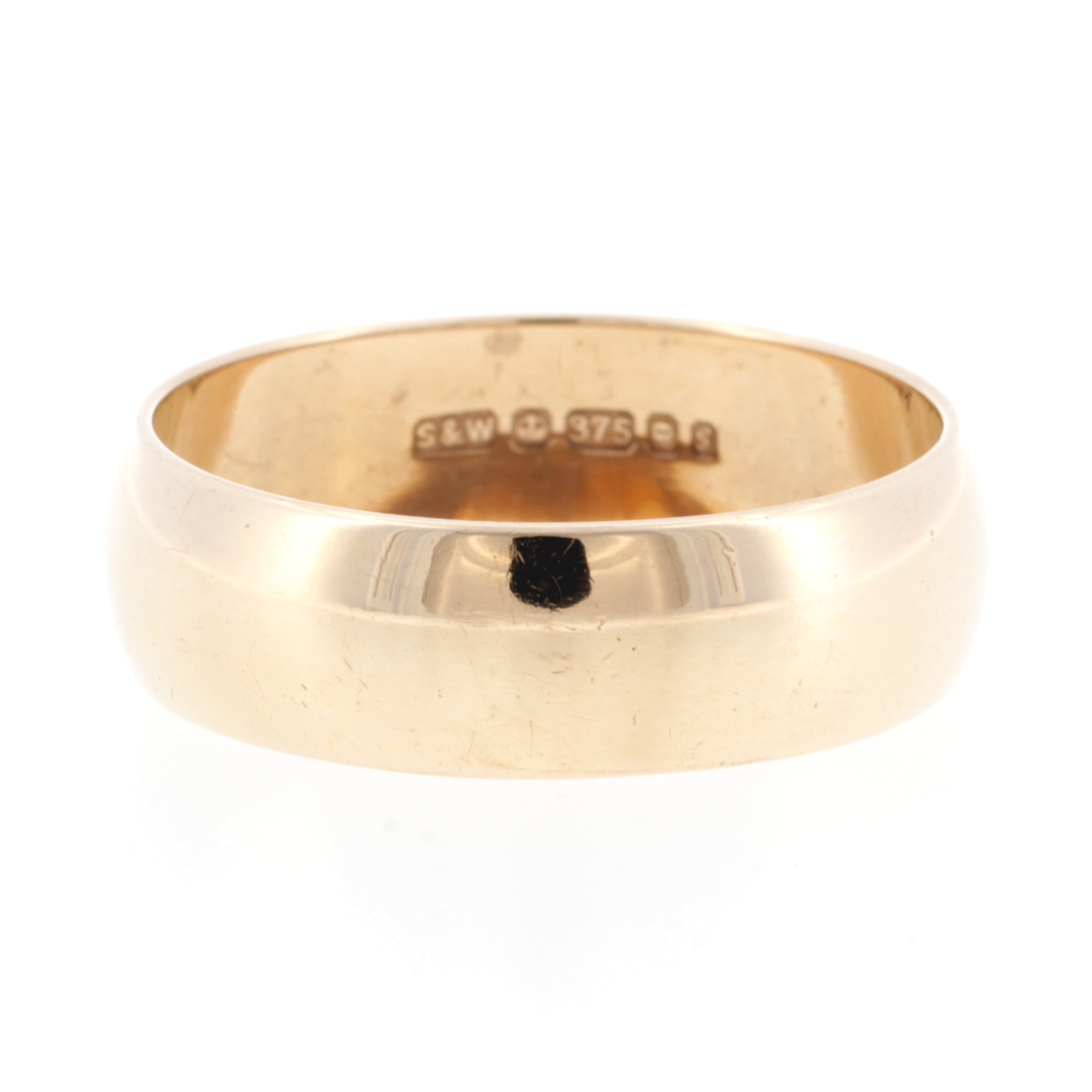 9Carat Yellow Gold D-Shape Wedding Band (Size V 12) 7mm Wide (1) 9Carat Yellow Gold D-Shape Wedding Band (Size V 1/2) 7mm Wide - Image 1