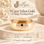 9Carat Yellow Gold D-Shape Wedding Band (Size V 1/2) 7mm Wide - Image 2