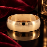 9Carat Yellow Gold D-Shape Wedding Band (Size V 1/2) 7mm Wide - Image 5