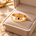 9Carat Yellow Gold D-Shape Wedding Band (Size V 1/2) 7mm Wide - Image 6