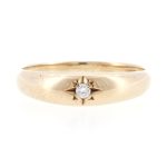 9Carat Yellow Gold Diamond Signet Ring (Size R) 5mm Widest