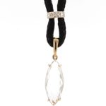 9Carat Yellow Gold Green Amethyst & Diamond Pendant (8x20mm) w/ 16.75" Rope Chain (2.5mm Wide)