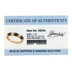 9Carat Yellow Gold Sapphire & Diamond Three-Stone w/ Diamond Accents Ring (Size N) 4mm Wide - Image 6
