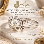 Antique 18Carat White Gold 1.00ct Old Cut Diamond Solitaire Ring (Size L) 6.5x6mm Head - Image 2