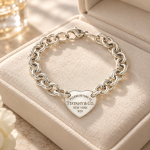 Tiffany & Co. Sterling Silver 6.75" Heart Belcher Bracelet (8.5mm Wide & 21x19.5mm) - Image 8