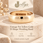 Vintage 9Carat Yellow Gold D-Shape Wedding Band (Size J 1/2) 5mm Wide - Image 2